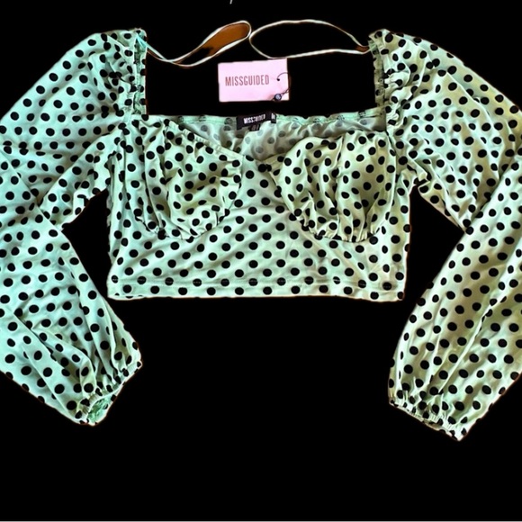 NWT Misguided Polka Dot Crop Top - Picture 2 of 3